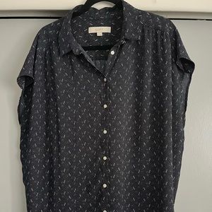 Navy and white blouse LOFT